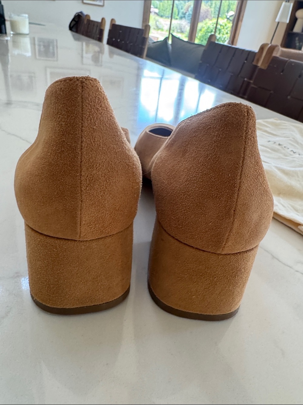 Loeffler Randall Tan Suede Low Block Heel Pumps - Picture 4 of 5